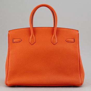 HERMÈS, Orange feu togo leather 'Birkin 35', 2015.