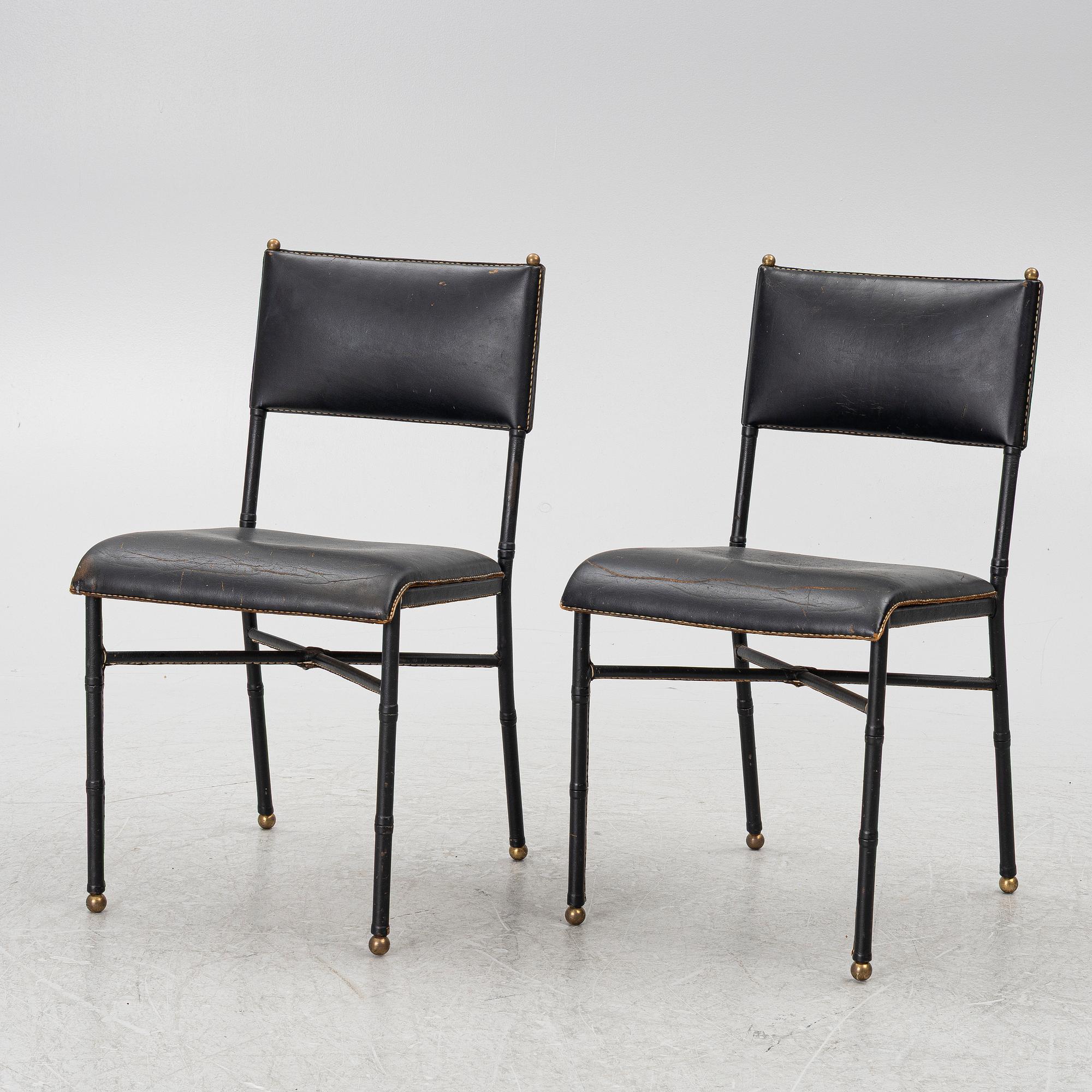 Jacques Adnet, attributed to, chairs, a pair, France, mid-20th century.