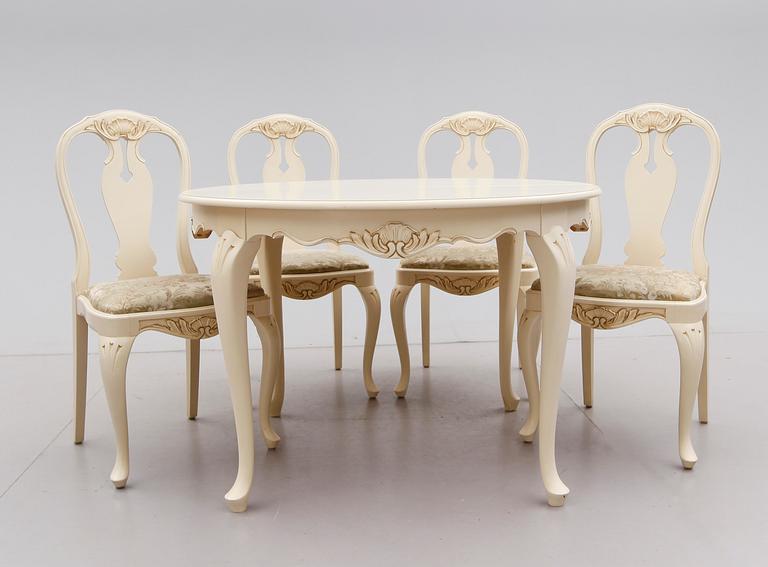 MATGRUPP, 5 delar, rokokostil, 1900-talets mitt.