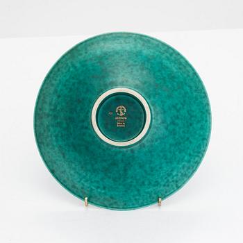 Wilhelm Kåge, skålfat samt ask med lock, "Argenta", Gustavsberg.