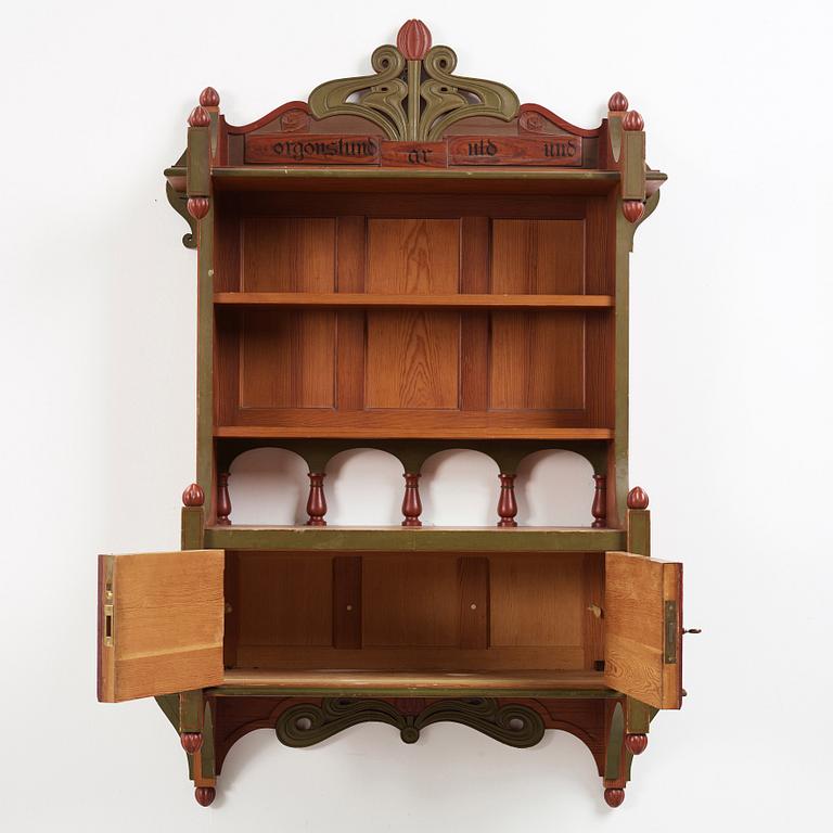 A Swedish Art Nouveau painted shelf executed by A． Lagerberg, 1897.