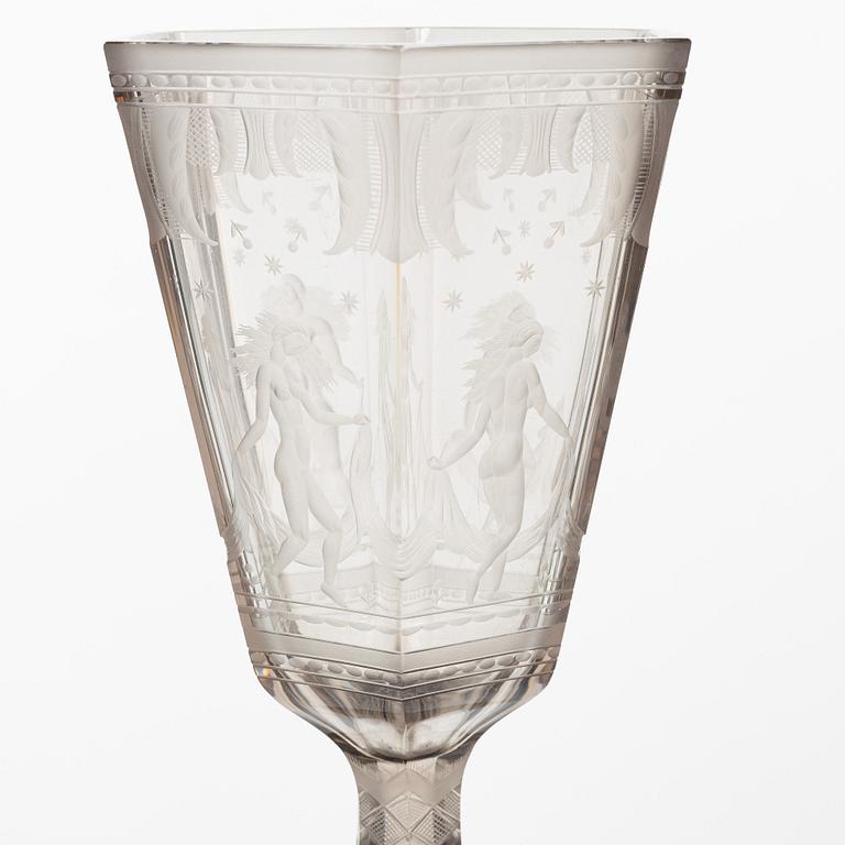 Simon Gate, Vase, "Six Graces", Orrefors, 1925.