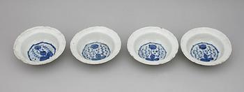 A set of four blue and white dishes. Ming dynasty, Wanli (1573-1620).