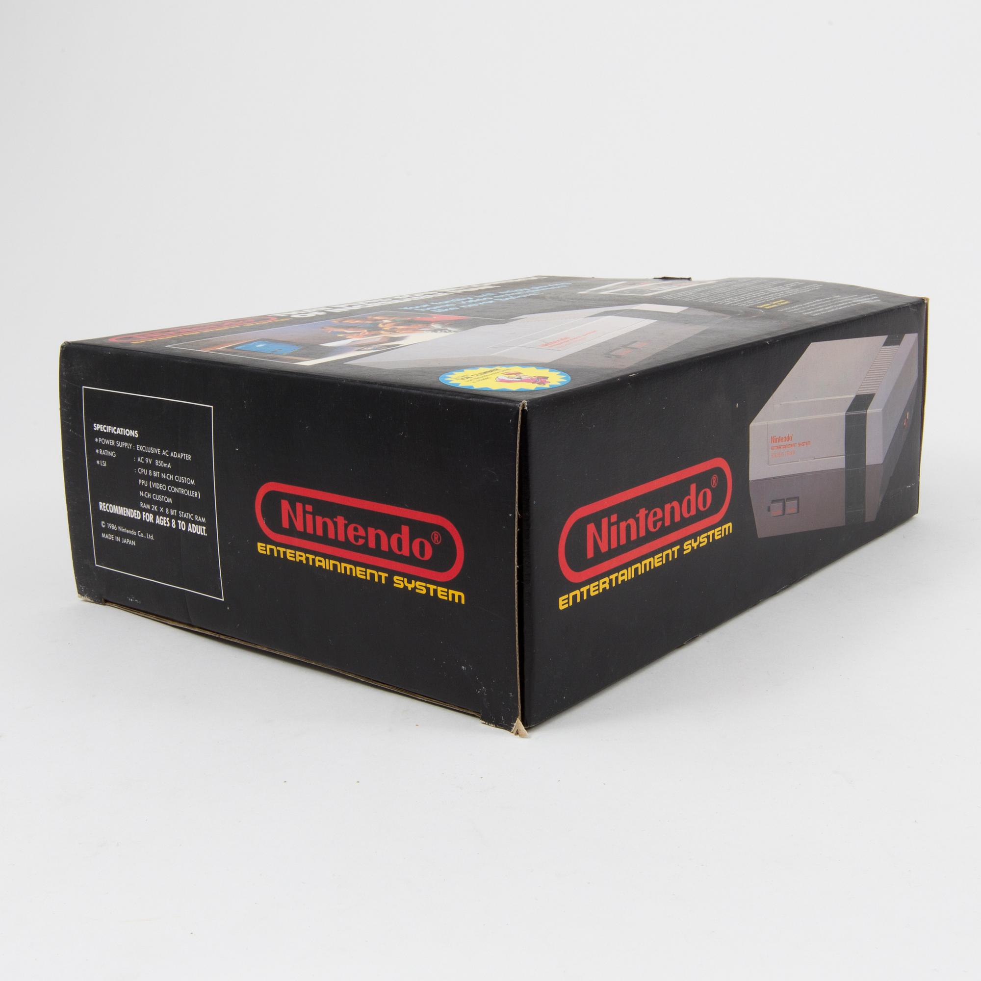 A Nintendo 8-bit console box, 1980s.