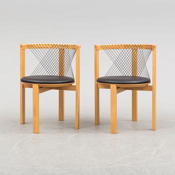 a pair of 'String Chairs' by Niels Jörgen Haugensen, Tranekaer Furniture, Denmark, late 20th century.