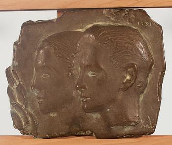 WÄINÖ AALTONEN, relief, gips, signerad och daterad 1951.