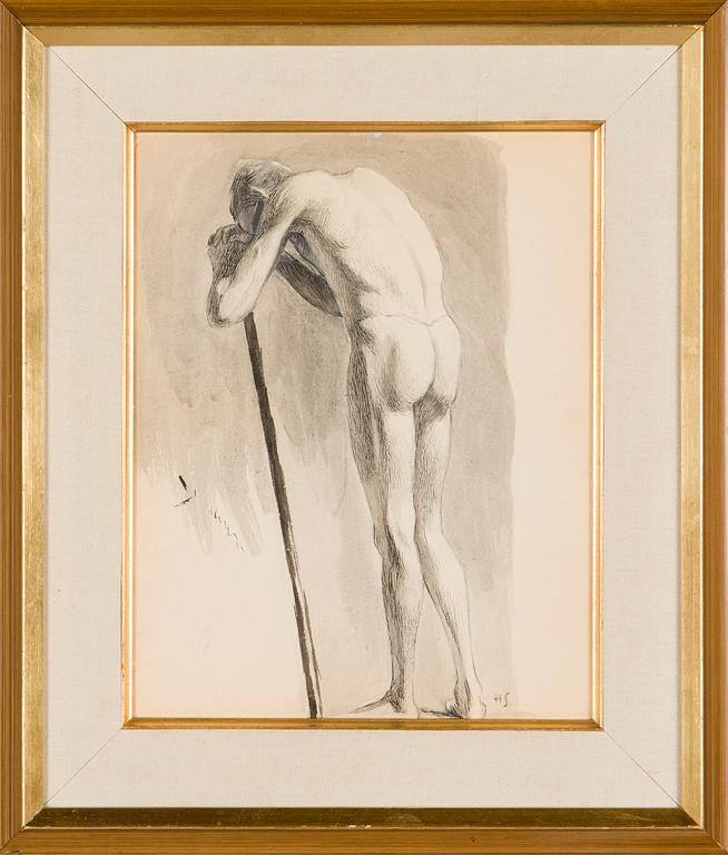 Helene Schjerfbeck, Lutande Mansmodell.