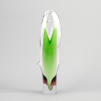 SKULPTUR, glas, Coquille, Paul Kedelv, Flygsfors, 1900-talets andra hälft, signerad.