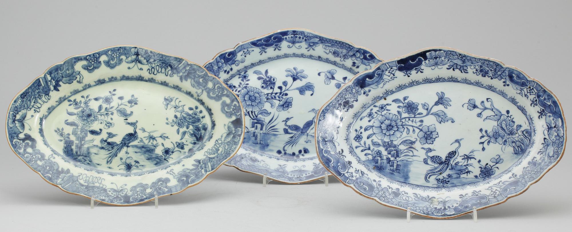 SERVERINGSFAT, 3 st, porslin, Qianlong, 1700-tal.
