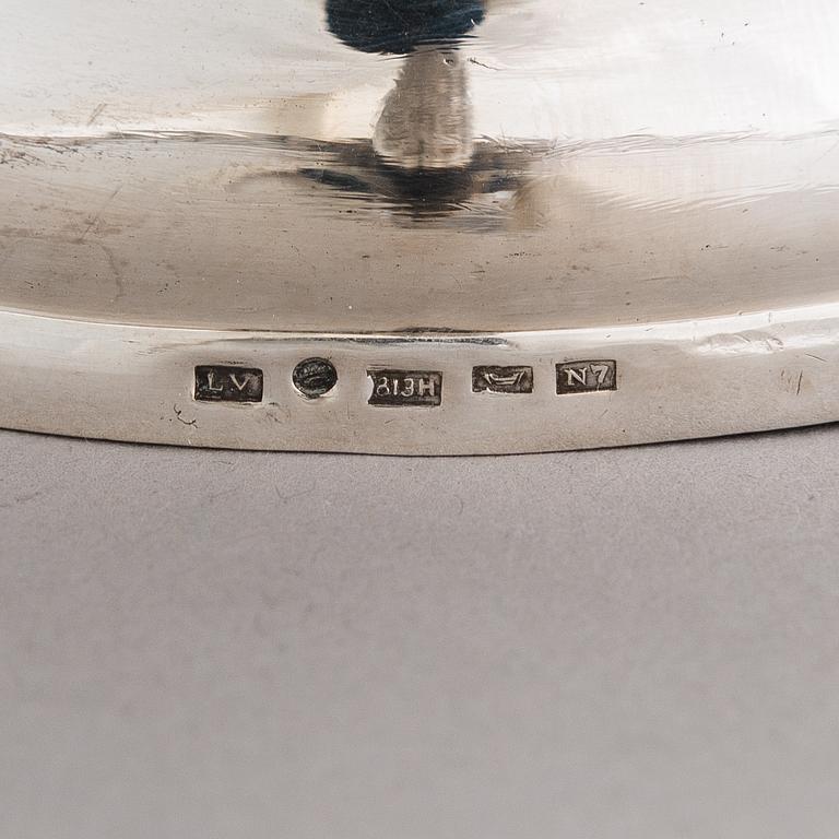 A 3-piece silver tea set, presumably India. Finnish control marks 1966.
