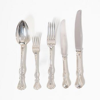 A Swedish silver cutlery set, model "Olga", mark of GAB and CG Hallberg, Stockholm, some 1953 (60 pieces).