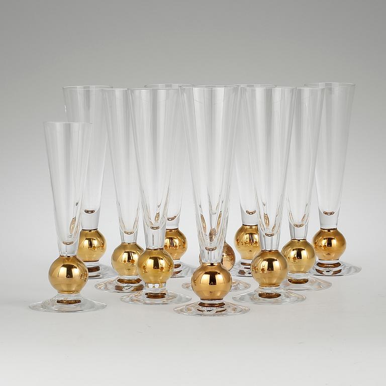 CHAMPAGNESTRUTAR, 10 st, glas, Nobelservisen, Gunnar Cyrén, Orrefors.