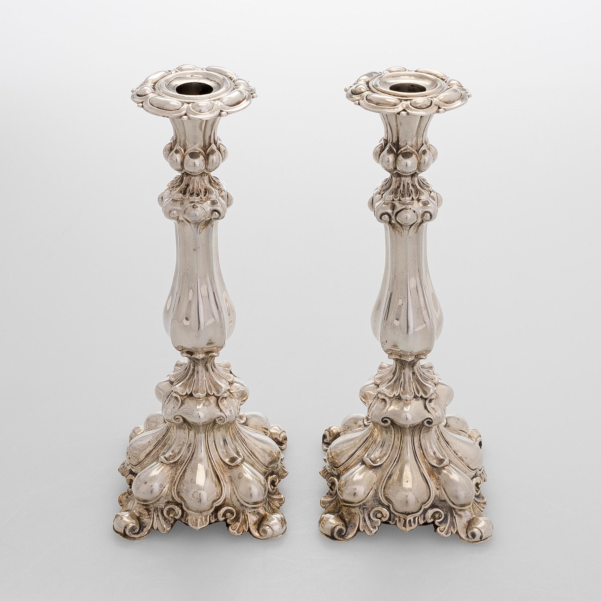 A pair of candelsticks, Finnish import mark by Hugo Grün, Helsinki 1928.