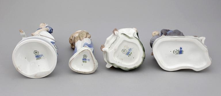 FIGURINER, 4 st, porslin, Royal Copenhagen.