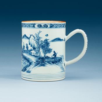 1710. A blue and white tankard, Qing dynasty Kangxi (1662-1722).