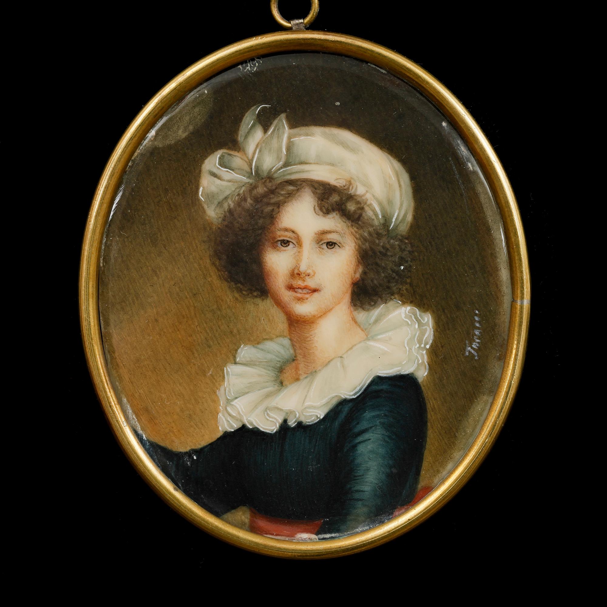 MINIATYRMÅLNING, otydl sign. 1800-tal.