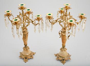 KANDELABRAR, 1 par, nyrokoko, sent 1800-tal.