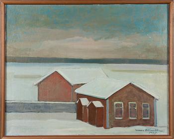 TUOMAS NELIMARKKA, öljy kankaalle, signeerattu ja päivätty -57.