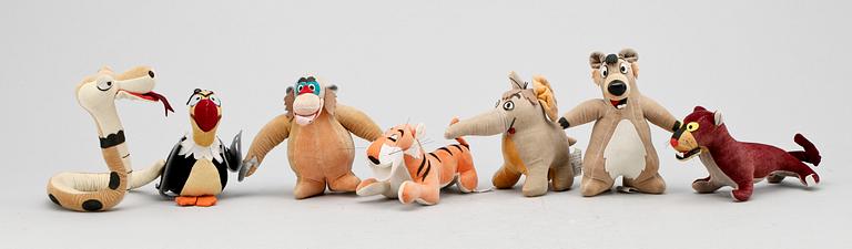 FIGURER, 7 st, Djungelboken, Disney, Made in Japan, 1966.