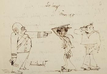 Axel Fridell, letter and drawings, signed, juli 1931.