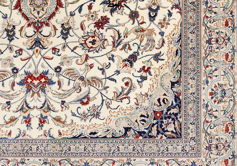 A Nain figural carpet, Part Silk, S.K 6LAA, c. 304 x 205 cm.