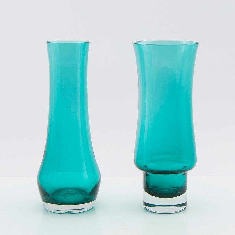Tamara Aladin, Vases, 4 pcs, glass, Riihimäen Lasi, Finland, 1960s/70s.
