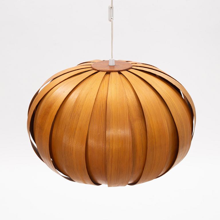 A teak and pine ceiling light, second half of the 20th century.