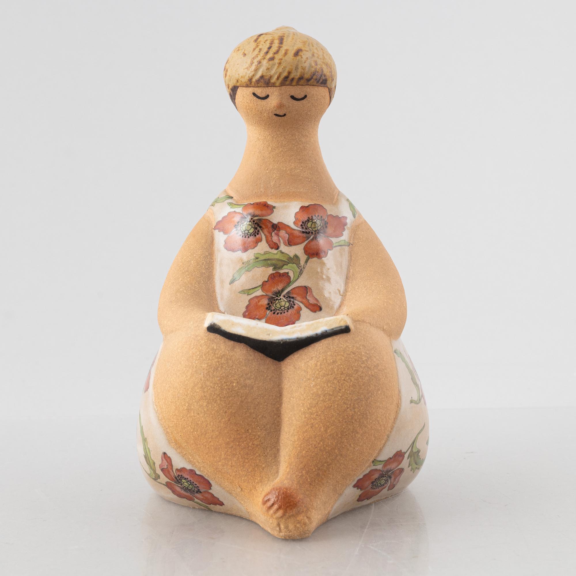 Lisa Larson, figurin, stengods, "Charlotta" ur serien "ABC-flickor", Gustavsberg.