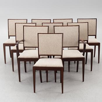 Frits Henningsen, a set of ten chairs, Denmark, mid-20th century.