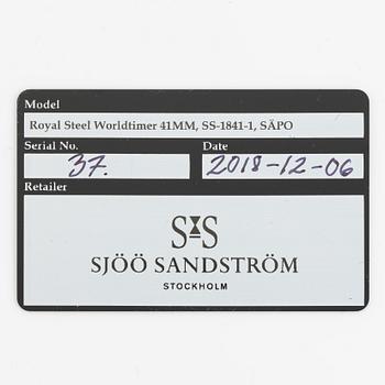 Sjöö Sandström, Royal Steel, Worldtimer, "SÄPO/Swedish Security Service", wristwatch, 41 mm.
