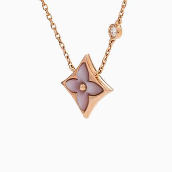 Louis Vuitton, an 18K rose gold "Color Blossom BB Star" necklace with pink mother-of-pearl and a brilliant-cut diamond.