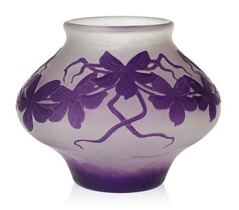 714. A Karl Lindeberg Art Nouveau cameo glass vase, Kosta.