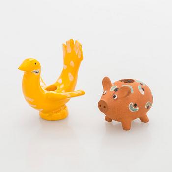 Marita Lybeck, ljusstakar, 2 st, stengods, signerade ML.