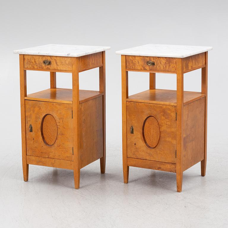 Bedside tables, a pair, early 20th century.
