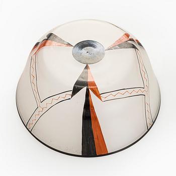 Bowl and 5 plates, glass, 1920s/1930s.