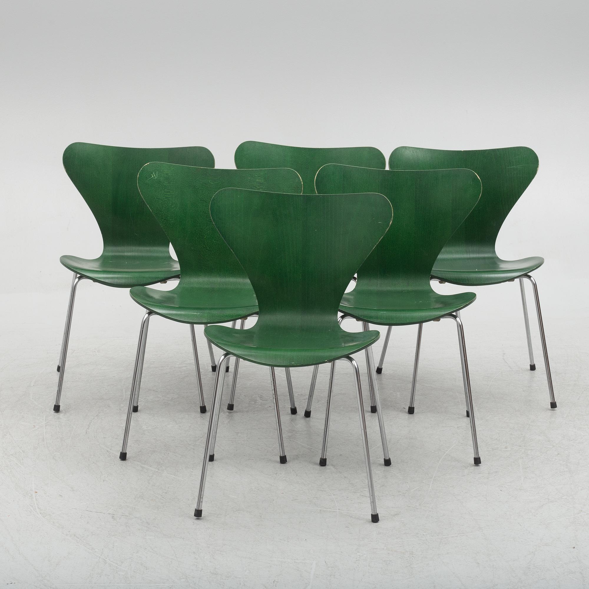 Arne Jacobsen, stolar, 6 st, Fritz Hansen, Danmark 1980.
