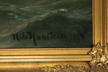 Nils Hansteen, Marine with a three-masted ship and a steam tugboat.