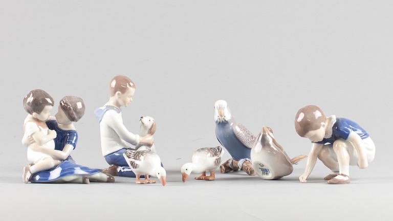 FIGURINER, 7 st, porslin, Bing & Gröndahl samt Royal Copenhagen, 1900-talets andra hälft.