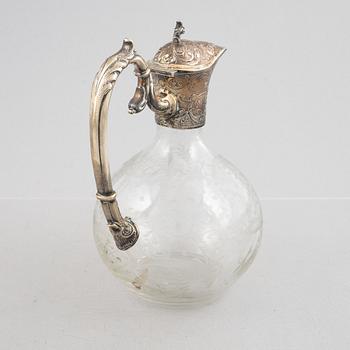 A wine decater, glass and silver, Germany, early 20th century.