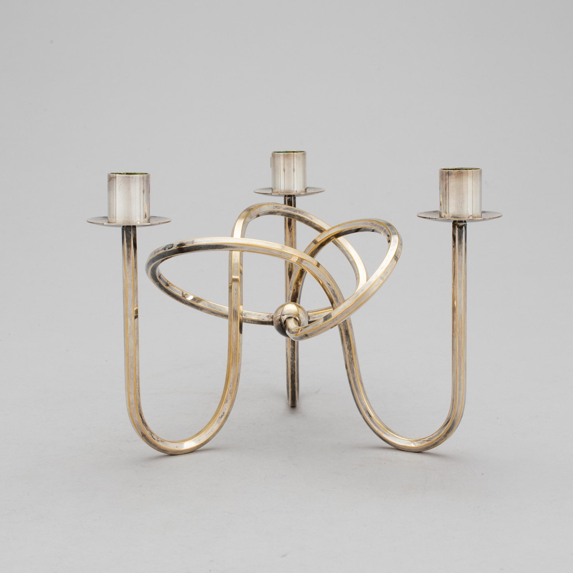 JOSEF FRANK, kandelaber, försilvrad, "Vänskapsknuten", Svenskt Tenn.