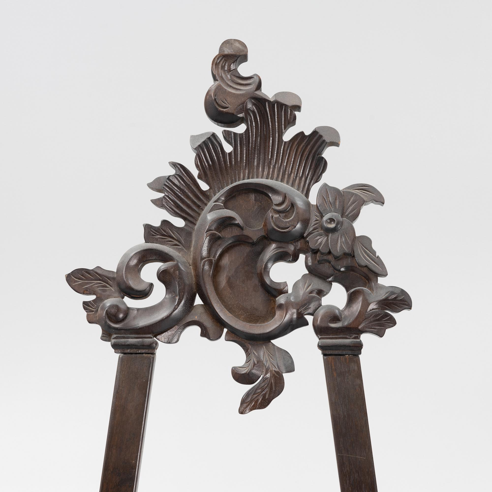 A carved easel, first half of the 20th Century.