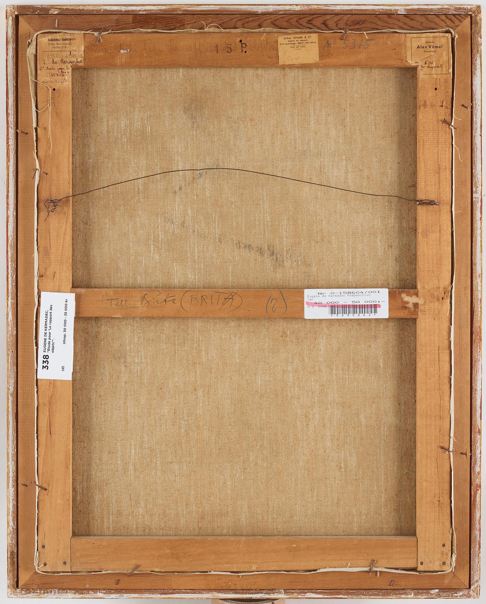 Eugene de Kermadec, "Etude pour 'Le rapport des objets'".