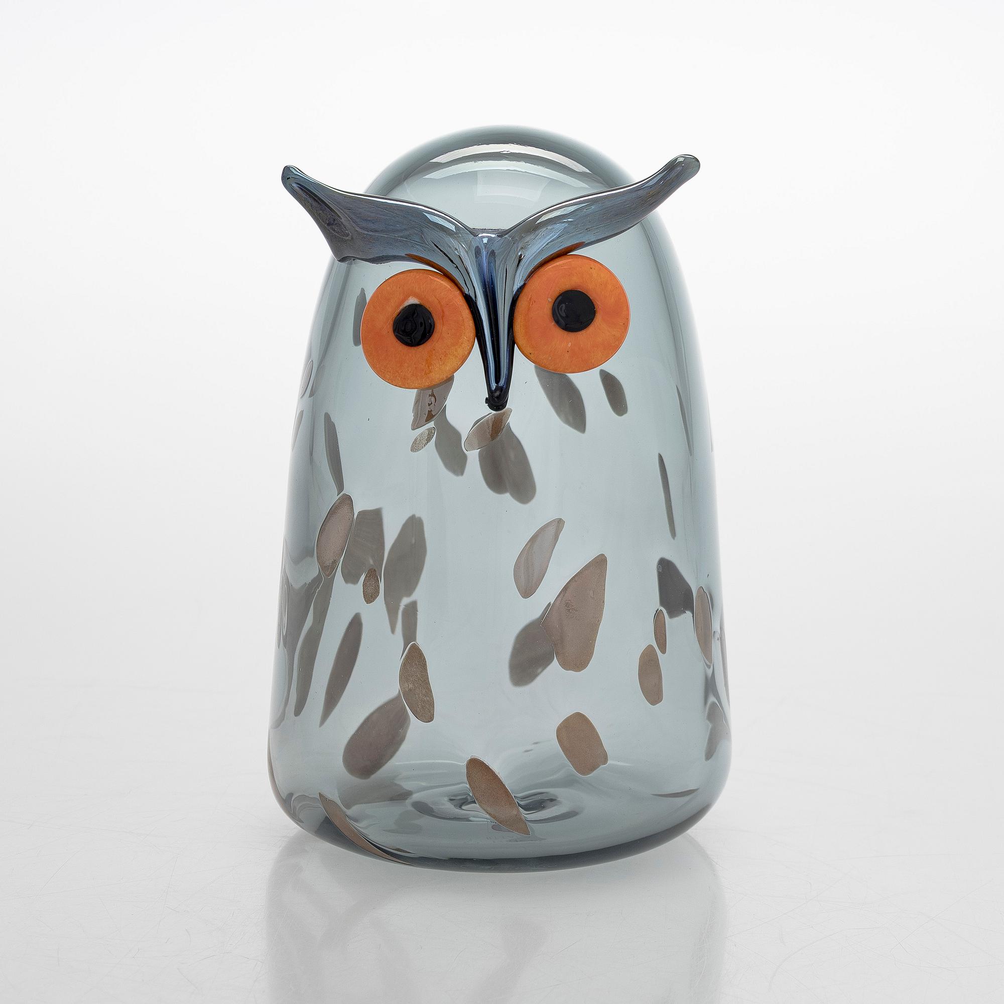 Oiva Toikka, glasfågel, "Long-eared owl", signerad O. Toikka Iittala.