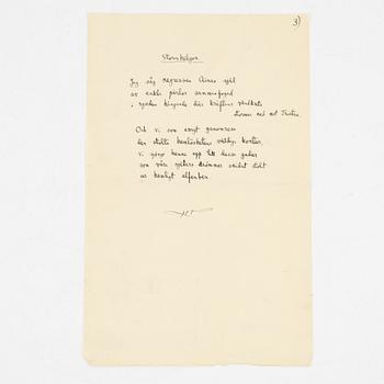 Tre diktmanuskript av Harry Martinson.