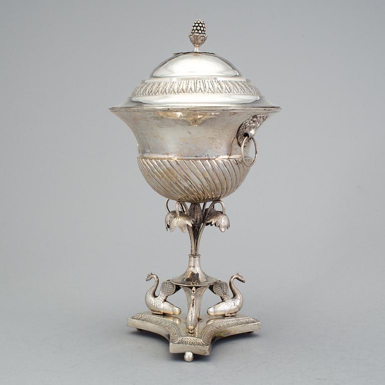 A Swedish 19th century silver sugar-bowl and cover, mark of Anders Lundqvist, Stockholm 1819.