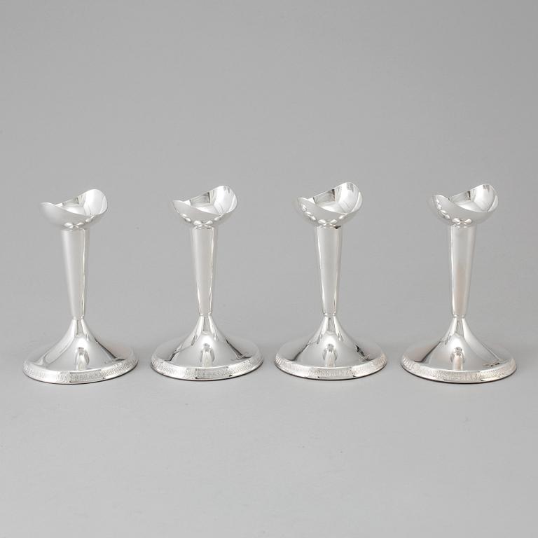 A set of four candlesticks, silver, GAB, Stockholm, 1960-1963.