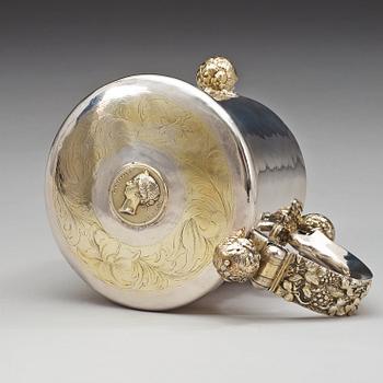 A Swedish late 17th century parcel-gilt tankard, marks of Didrik Hansson Hysing, Stockholm 1699.