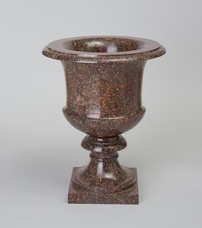A Swedish first half 19th Century porphyry urn.