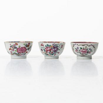 A group lot of 11 Chinese cups, Qing dynasty, Qianlong (1736-95).