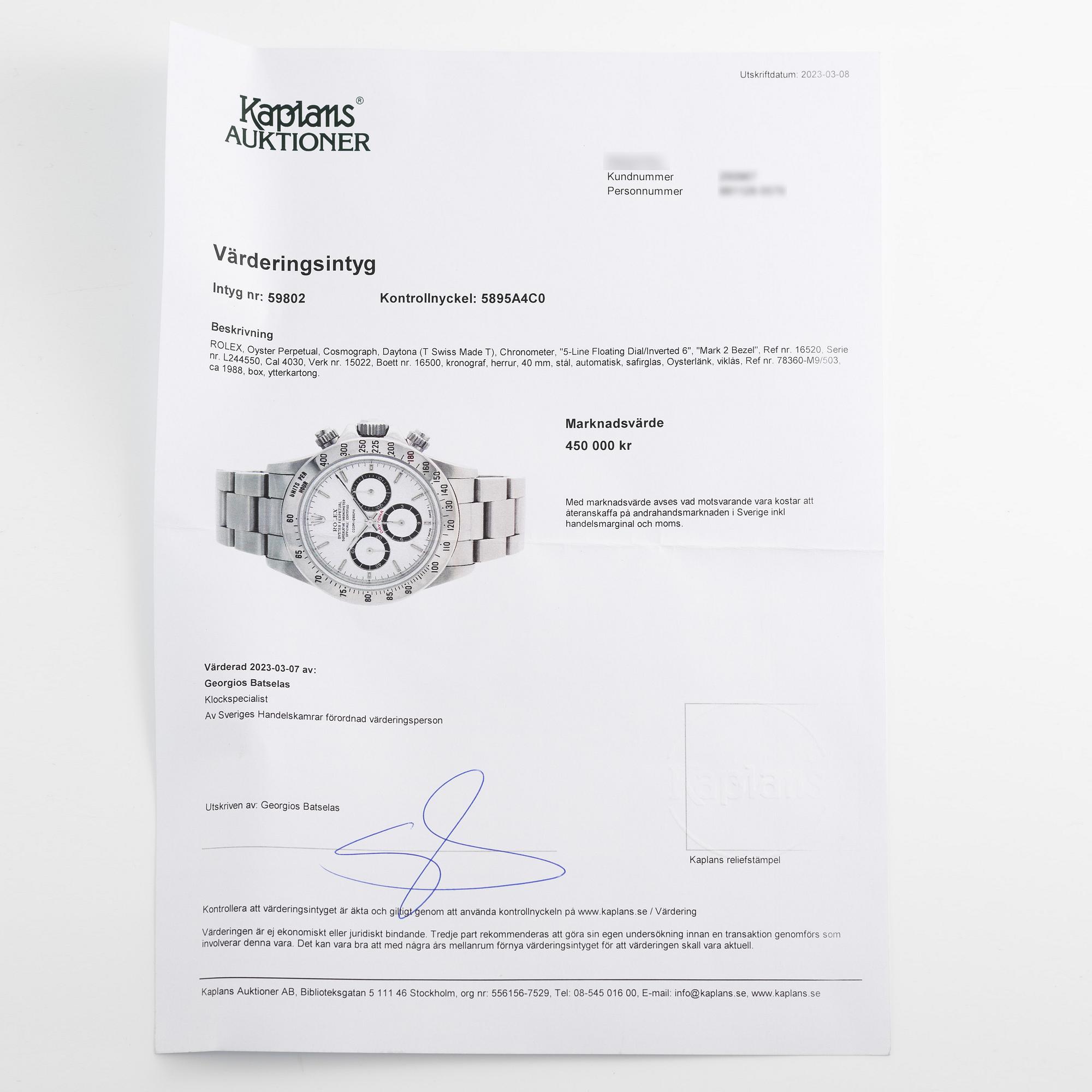 Rolex, Daytona, "Floating Cosmograph", "Inverted 6", "225 Bezel", "Zenith", chronograph, wristwatch, 40 mm.
